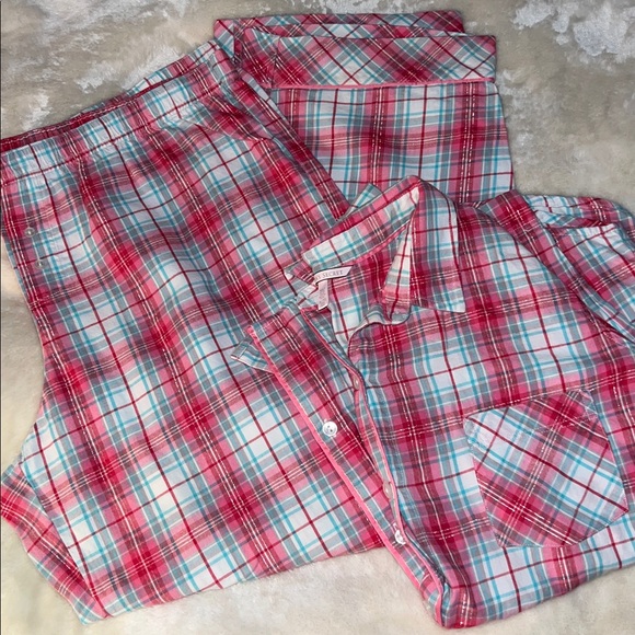 Victoria's Secret Other - VICTORIA’S SECRET  🛌😴 LK NW COTTON PINK RED BLUE PLAID PAJAMAS Petite XL Short